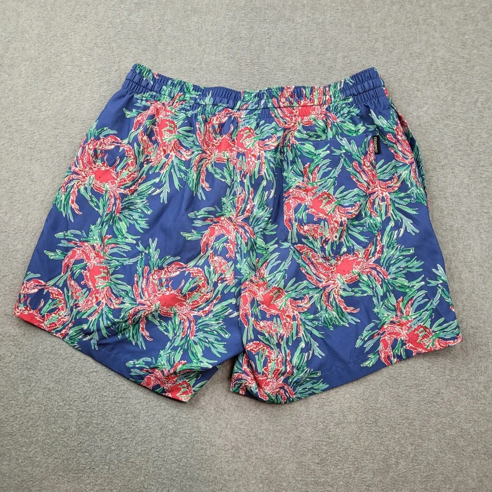 Chubbies Swim Trunks Mens Medium Blue Red Crab Print Nautical 5.5